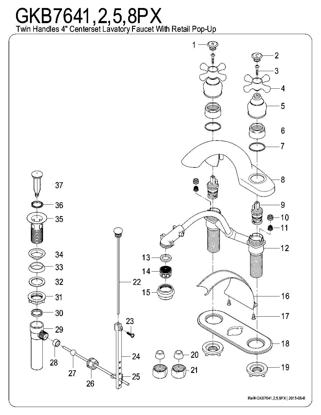 English Country GKB7641PX exploded parts diagram
