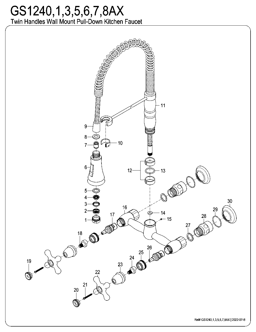 Gourmetier GS1240AX exploded parts diagram