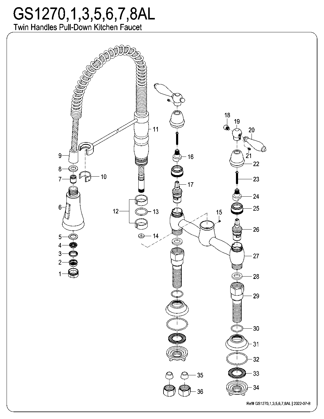 Gourmetier GS1270AL exploded parts diagram