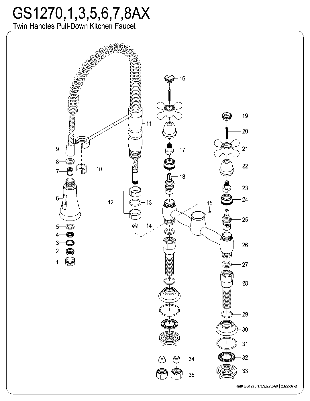Gourmetier GS1270AX exploded parts diagram