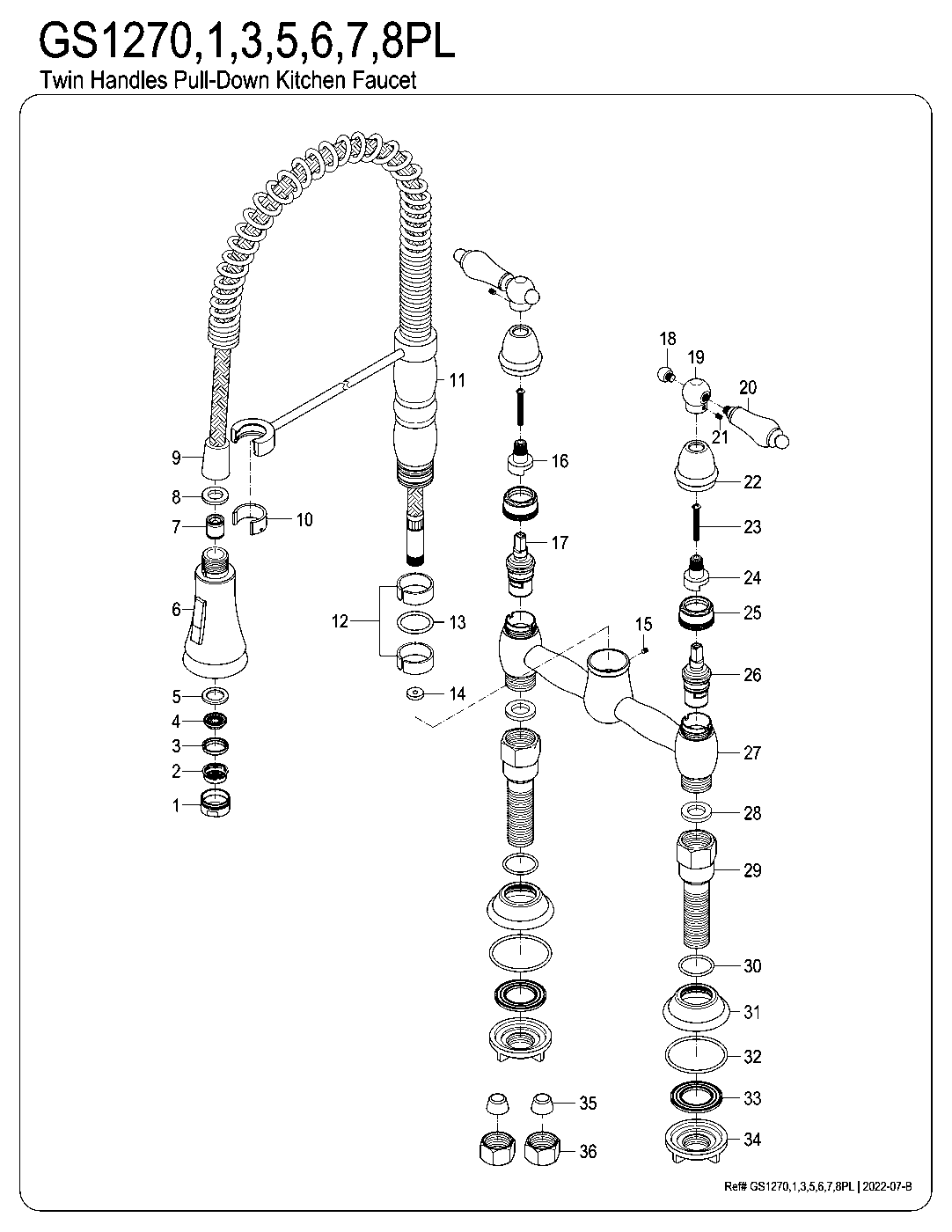 Gourmetier GS1270PL exploded parts diagram