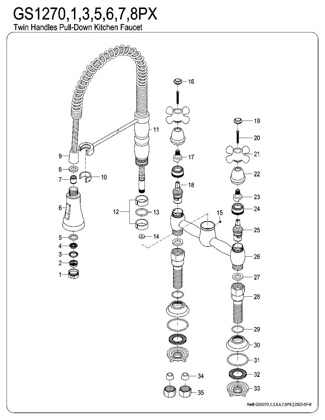 Gourmetier GS1270PX exploded parts diagram