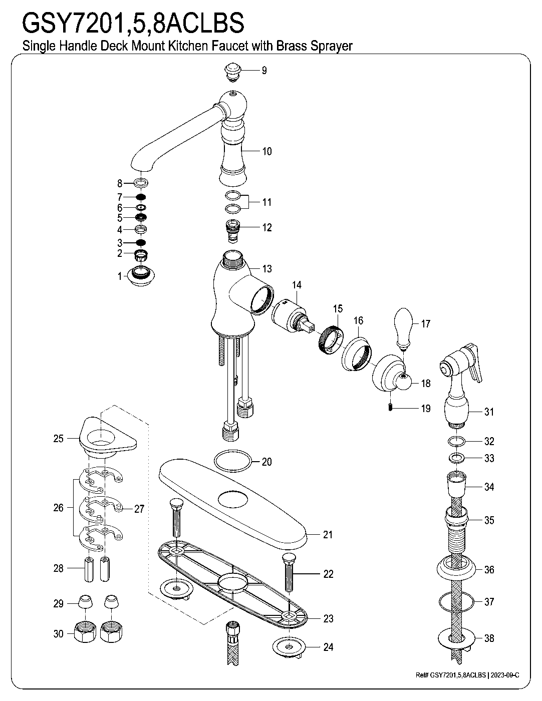 American Classic GSY7201ACLBS exploded parts diagram