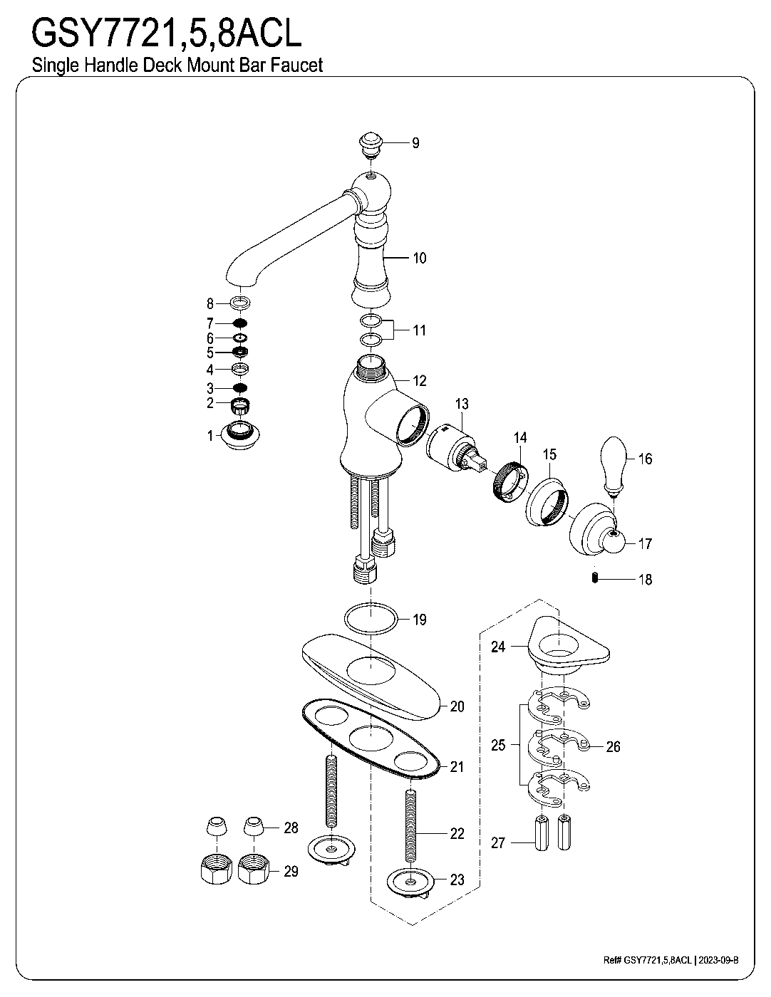 American Classic GSY7721ACL exploded parts diagram