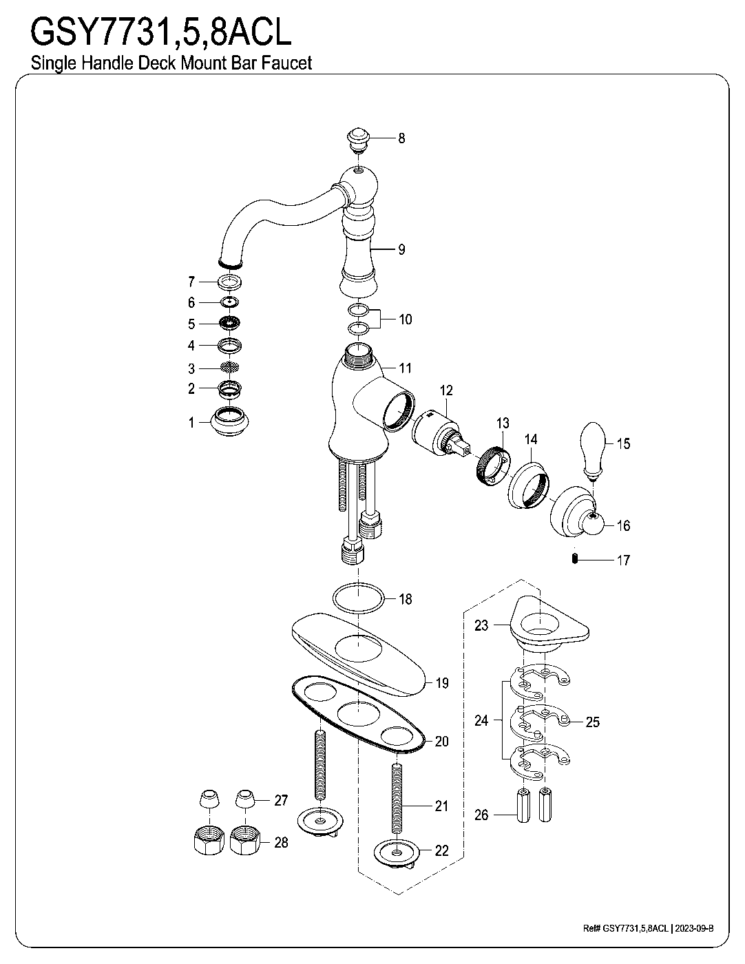 American Classic GSY7731ACL exploded parts diagram