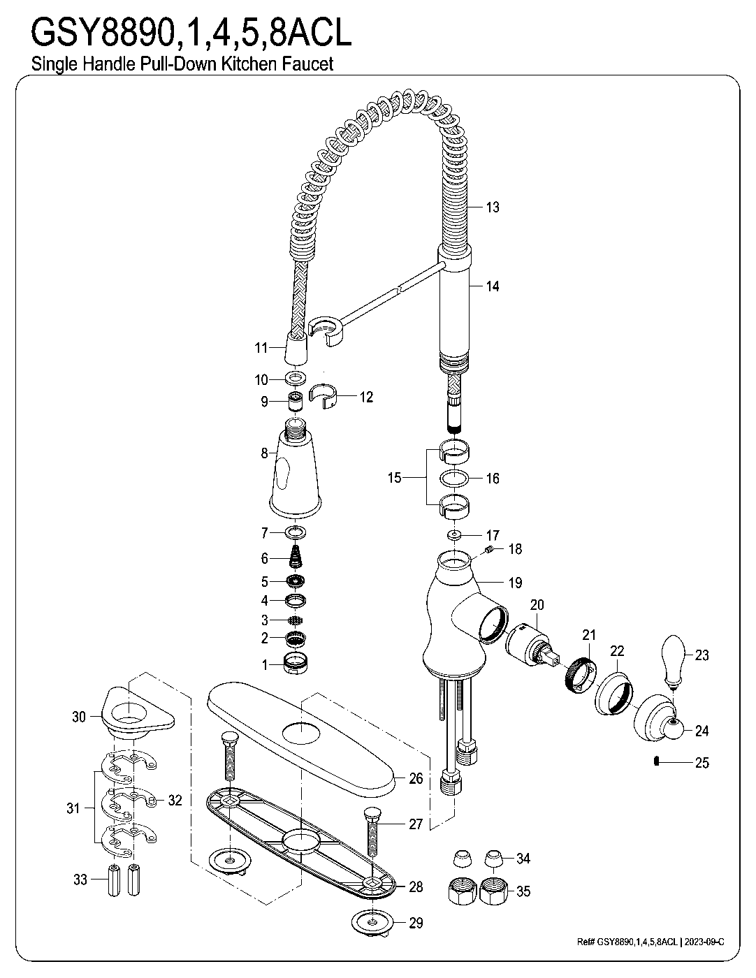 Gourmetier GSY8890ACL exploded parts diagram