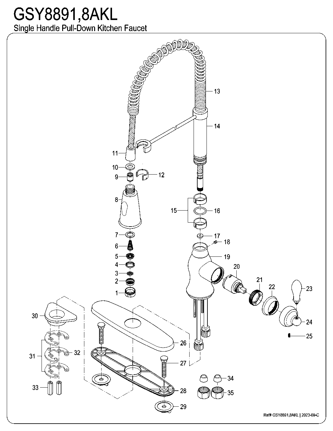 Kaiser GSY8898AKL exploded parts diagram