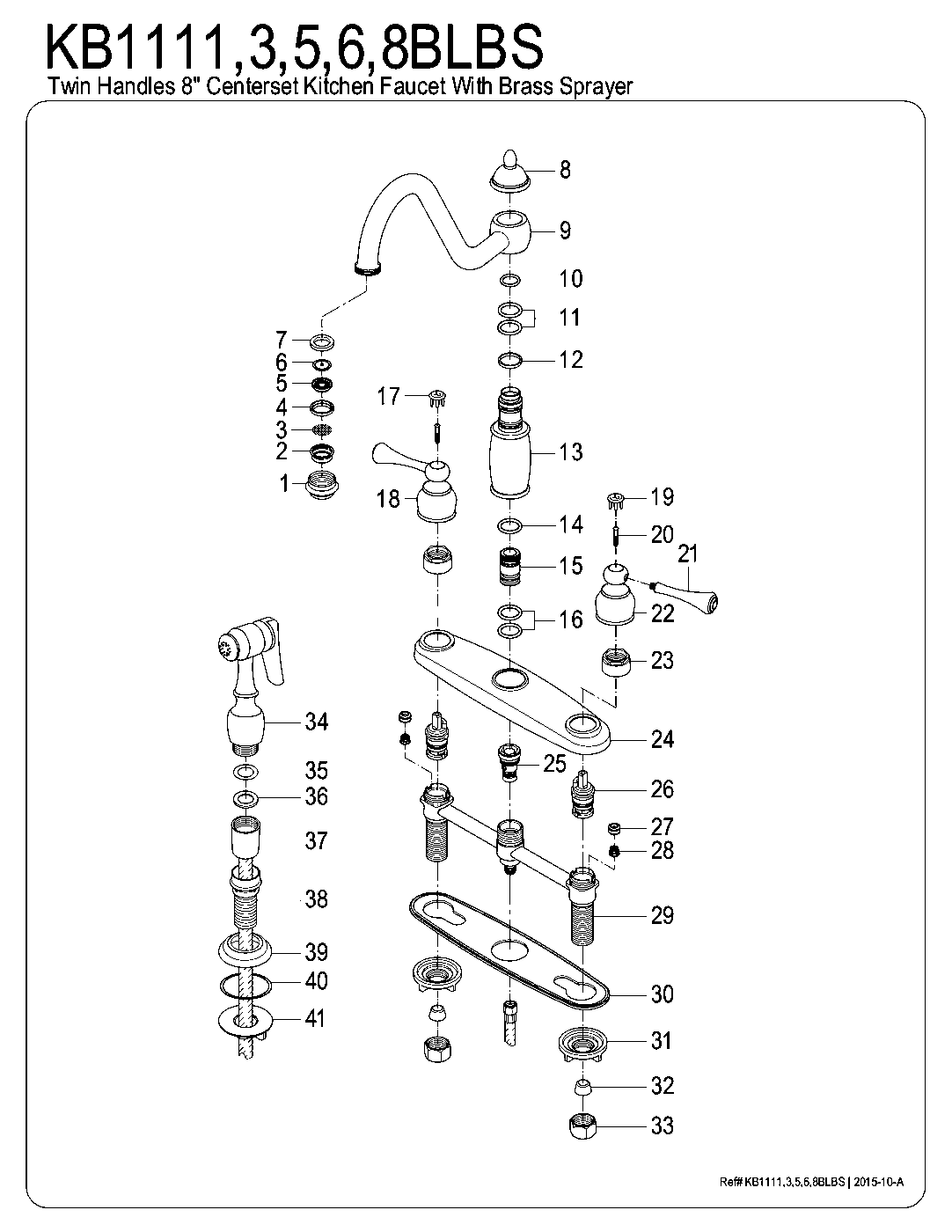 Heritage KB1111BLBS exploded parts diagram