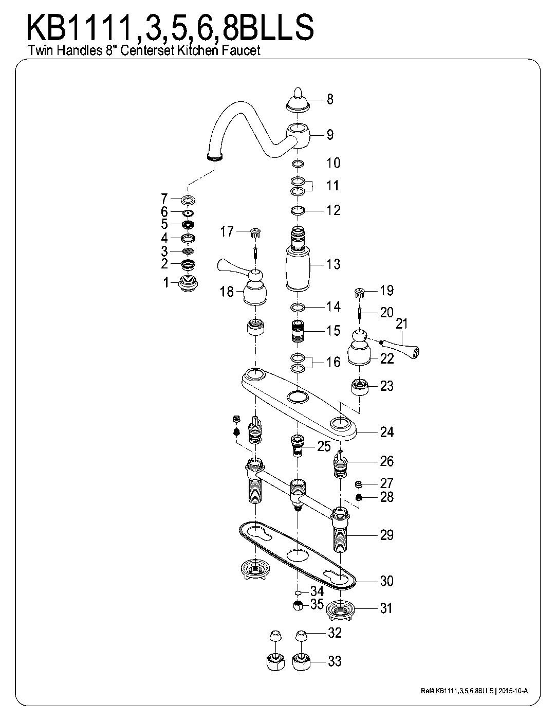 Heritage KB1111BLLS exploded parts diagram