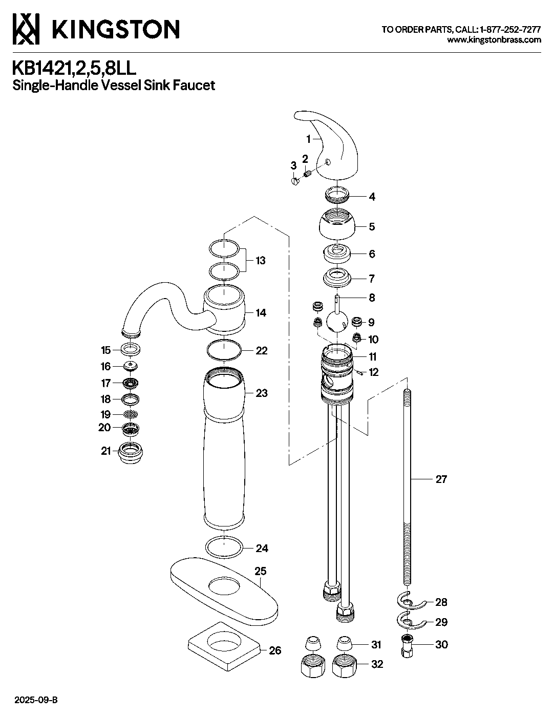 Heritage KB1422LL exploded parts diagram