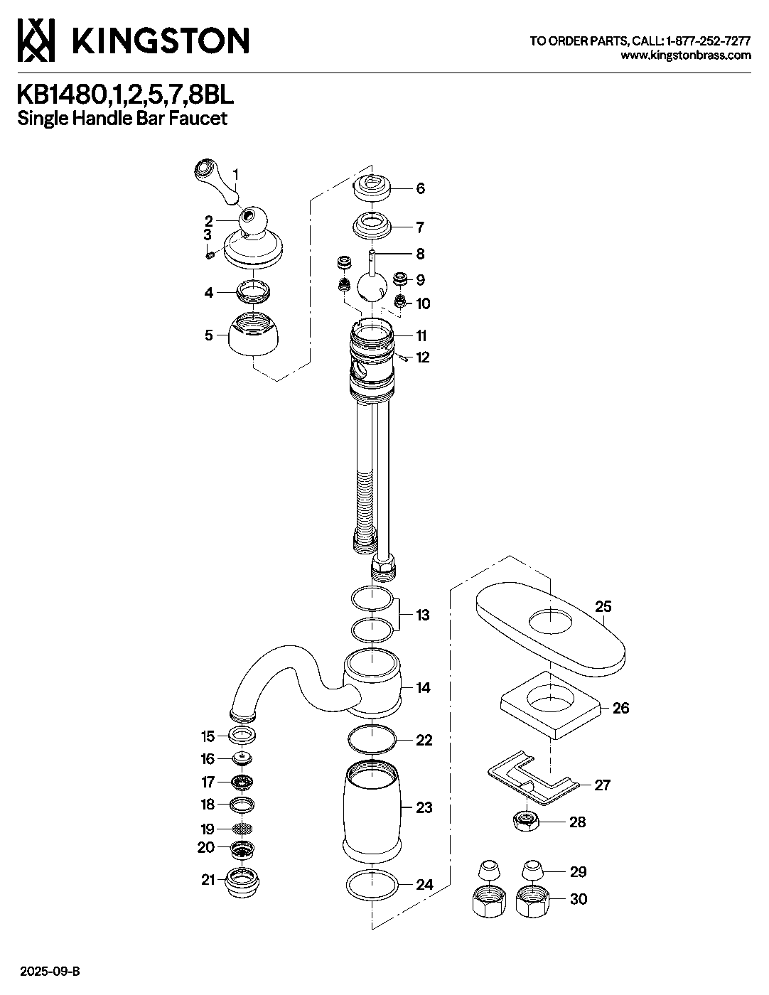 Vintage KB1480BL exploded parts diagram