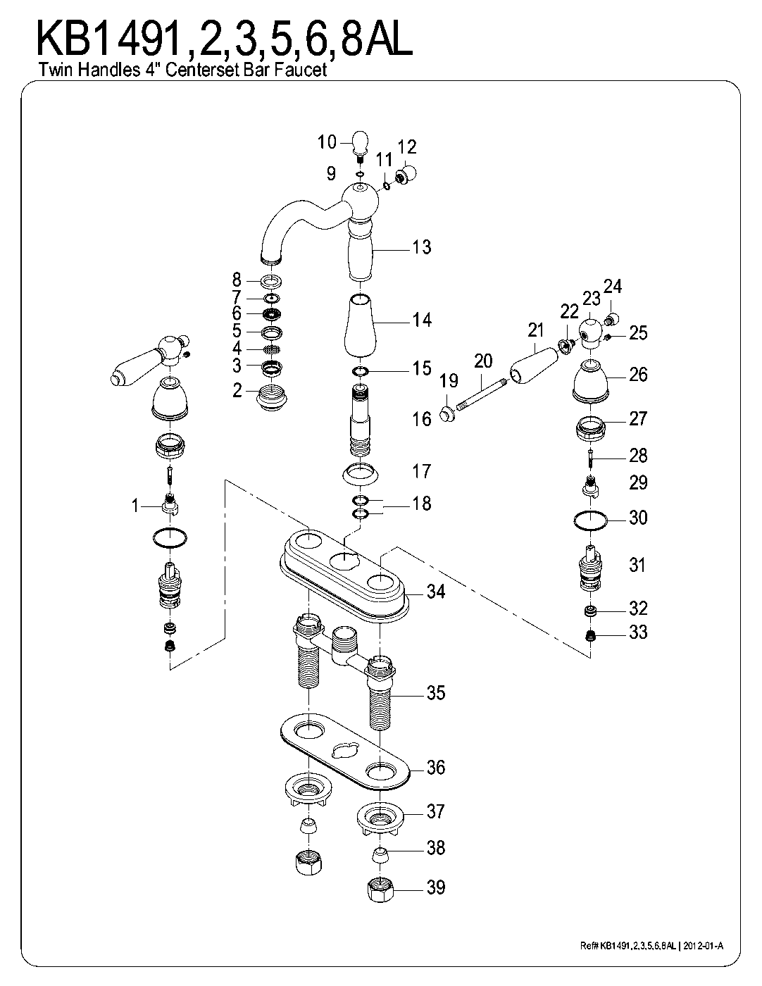 Heritage KB1491AL exploded parts diagram