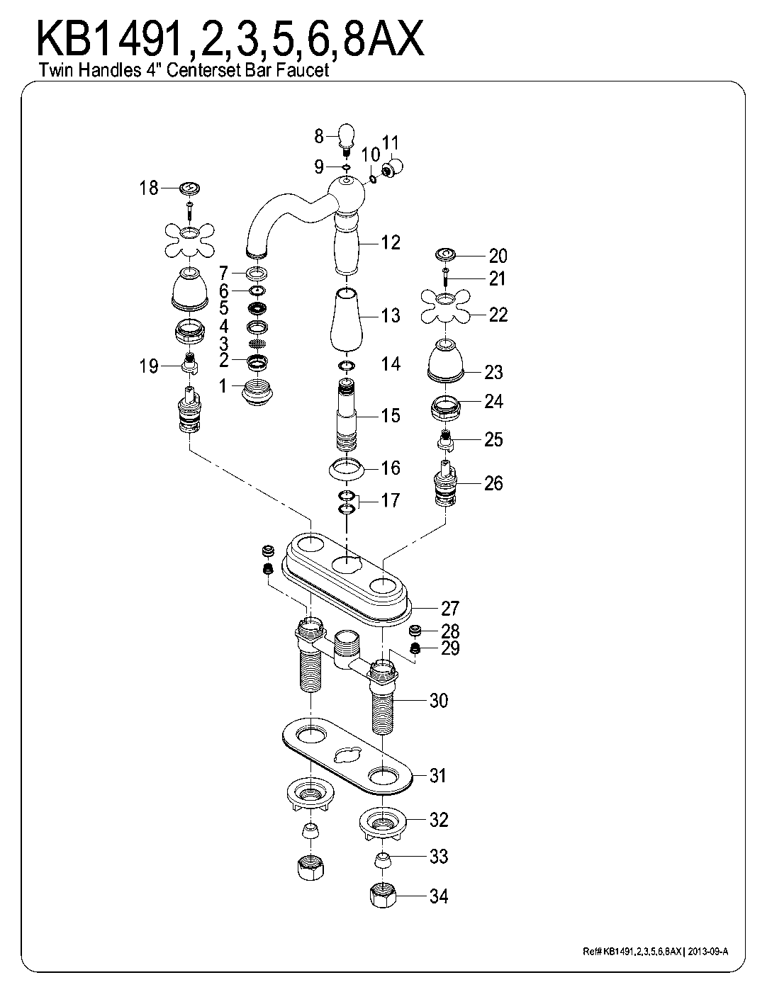 Heritage KB1491AX exploded parts diagram