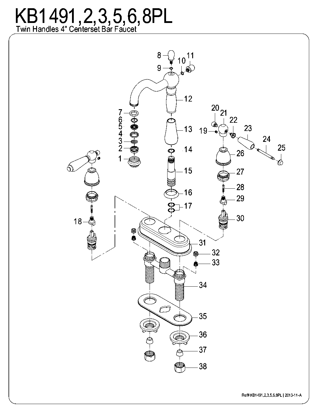 Heritage KB1491PL exploded parts diagram