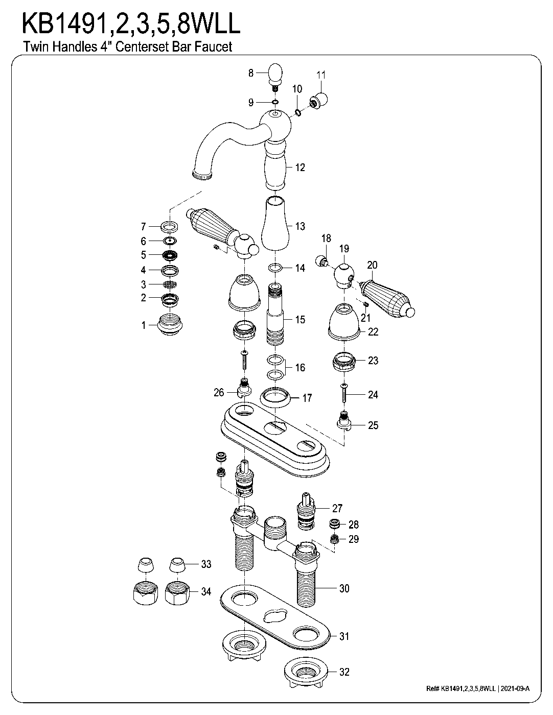 Wilshire KB1491WLL exploded parts diagram