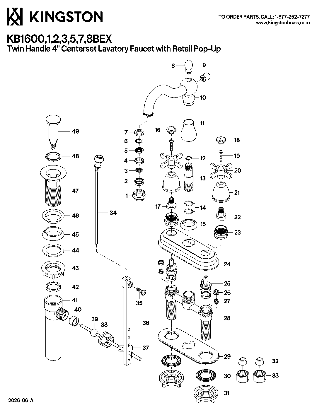 Essex KB1601BEX exploded parts diagram