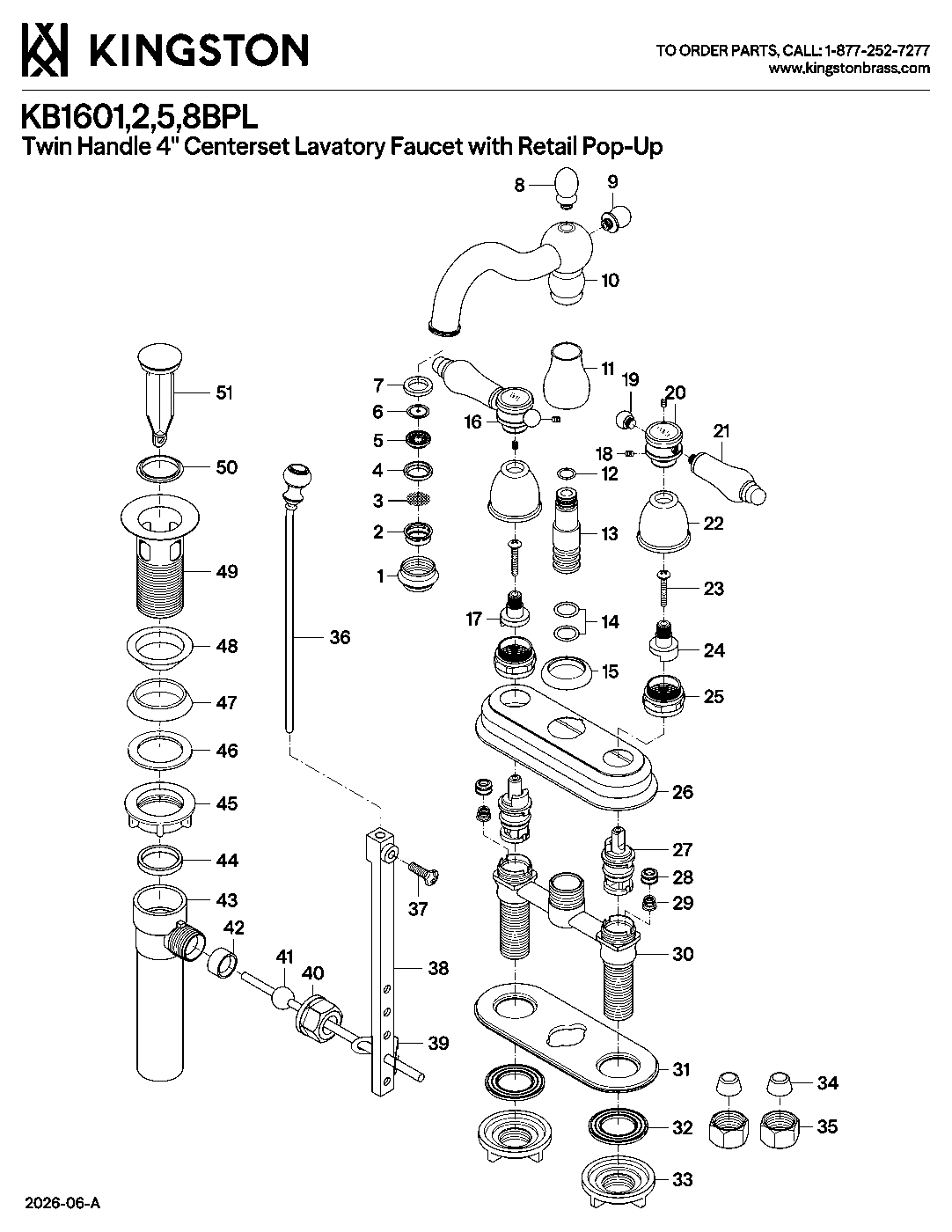Bel-Air KB1601BPL exploded parts diagram