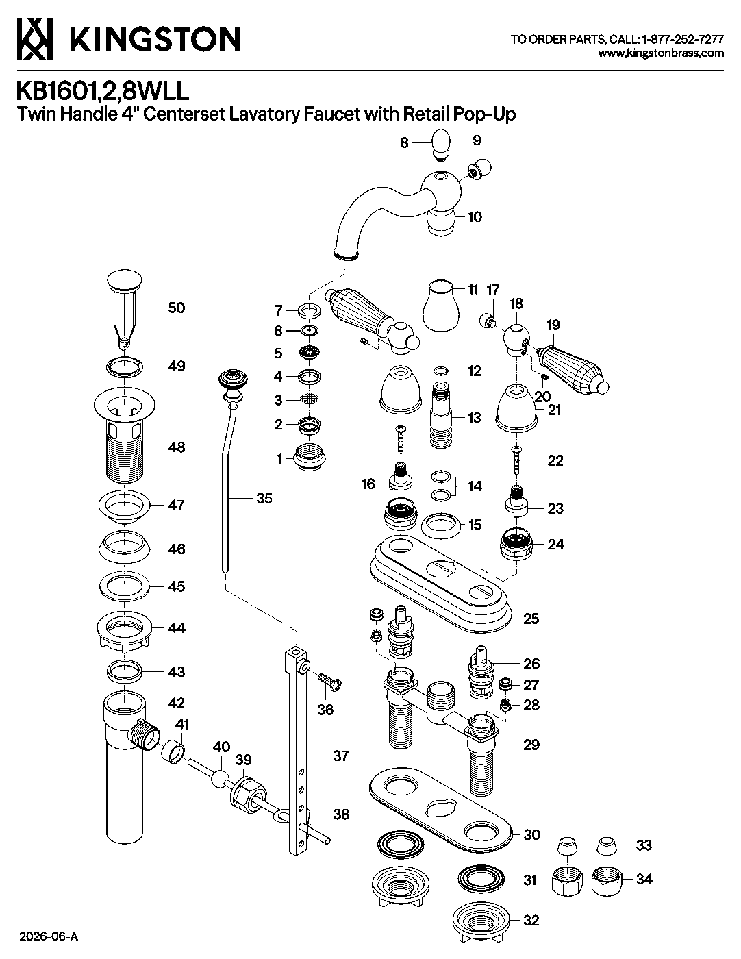 Wilshire KB1601WLL exploded parts diagram