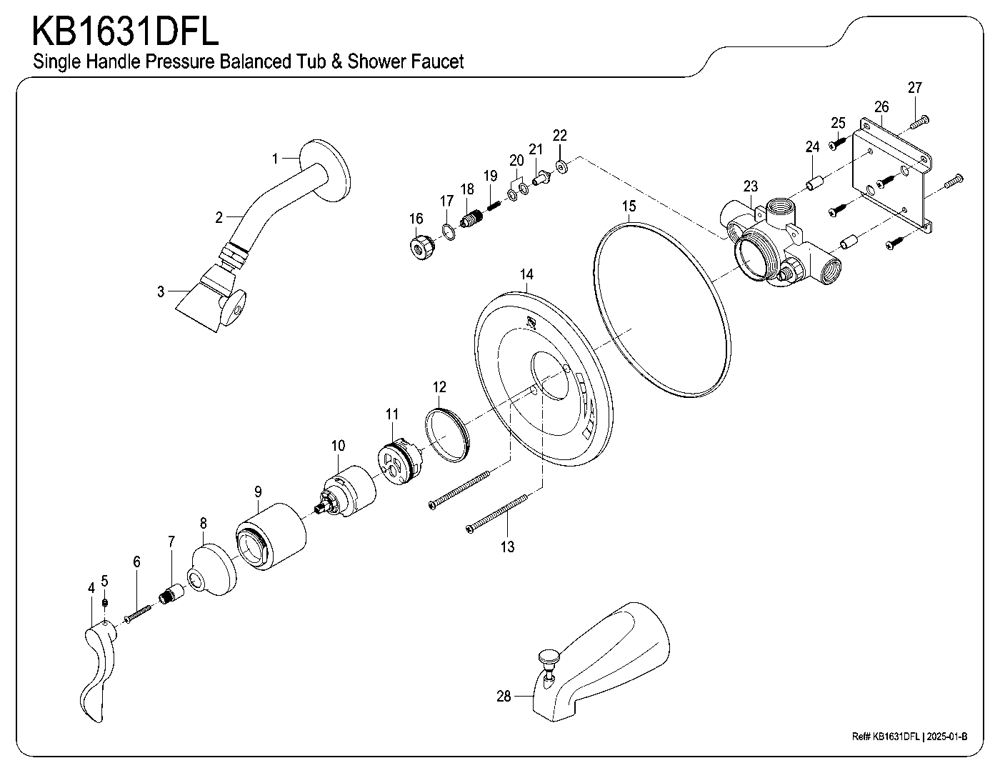 NuFrench KB1631DFL exploded parts diagram