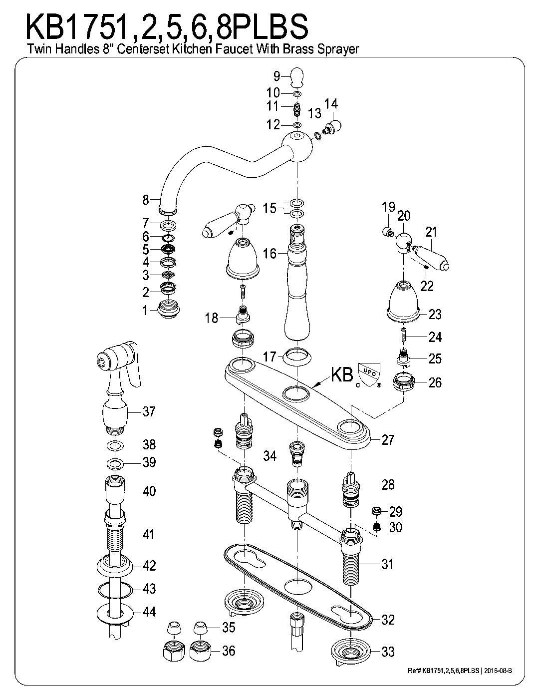 Heritage KB1751PLBS exploded parts diagram