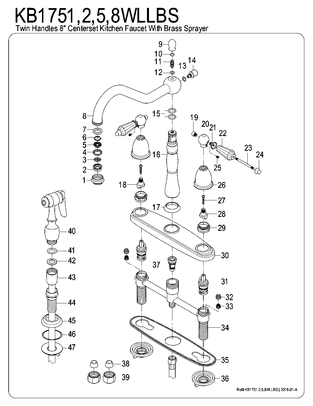 Wilshire KB1751WLLBS exploded parts diagram