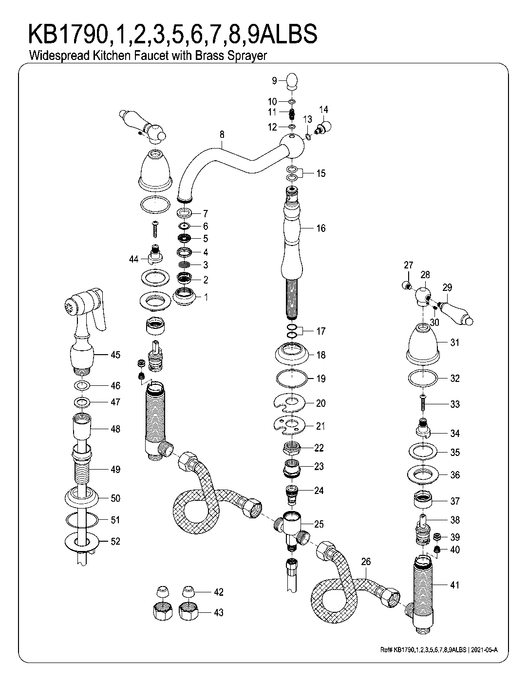 Kingston Brass KB1790ALBS exploded parts diagram