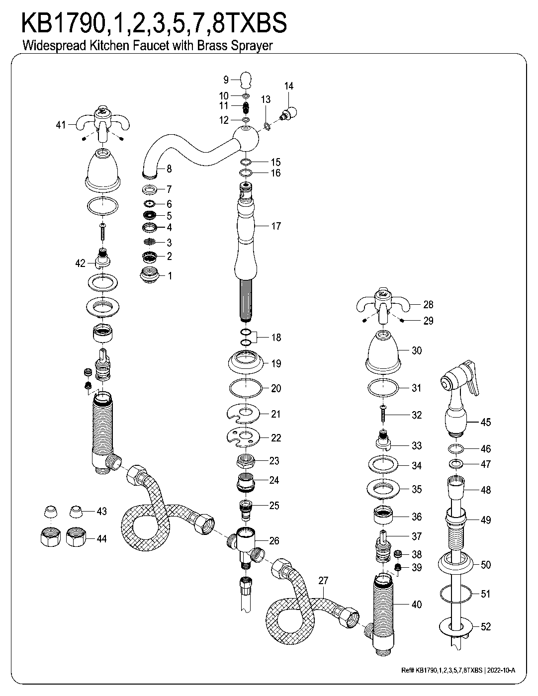 Kingston Brass KB1791TXBS exploded parts diagram
