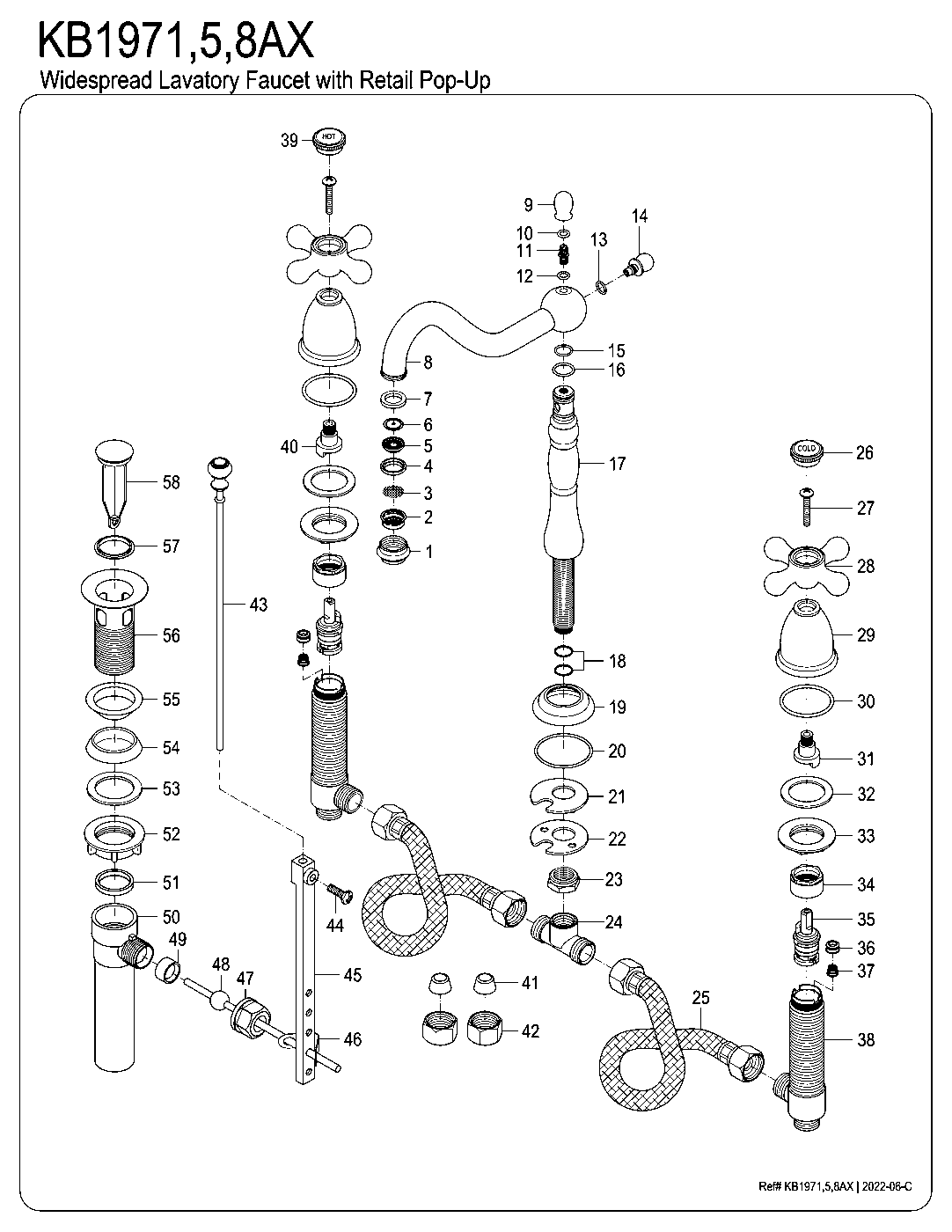 Kingston Brass KB1970AX exploded parts diagram