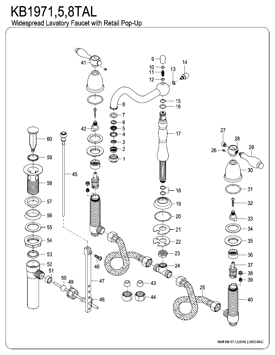 Kingston Brass KB1971TAL exploded parts diagram