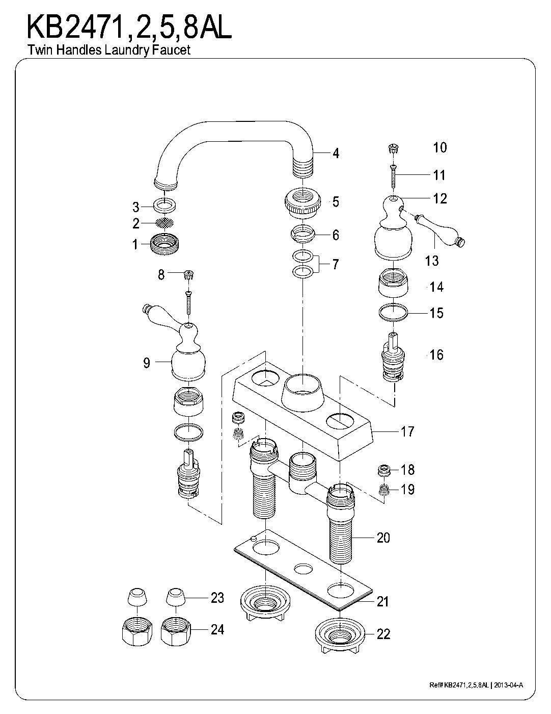 Kingston Brass KB2471AL exploded parts diagram