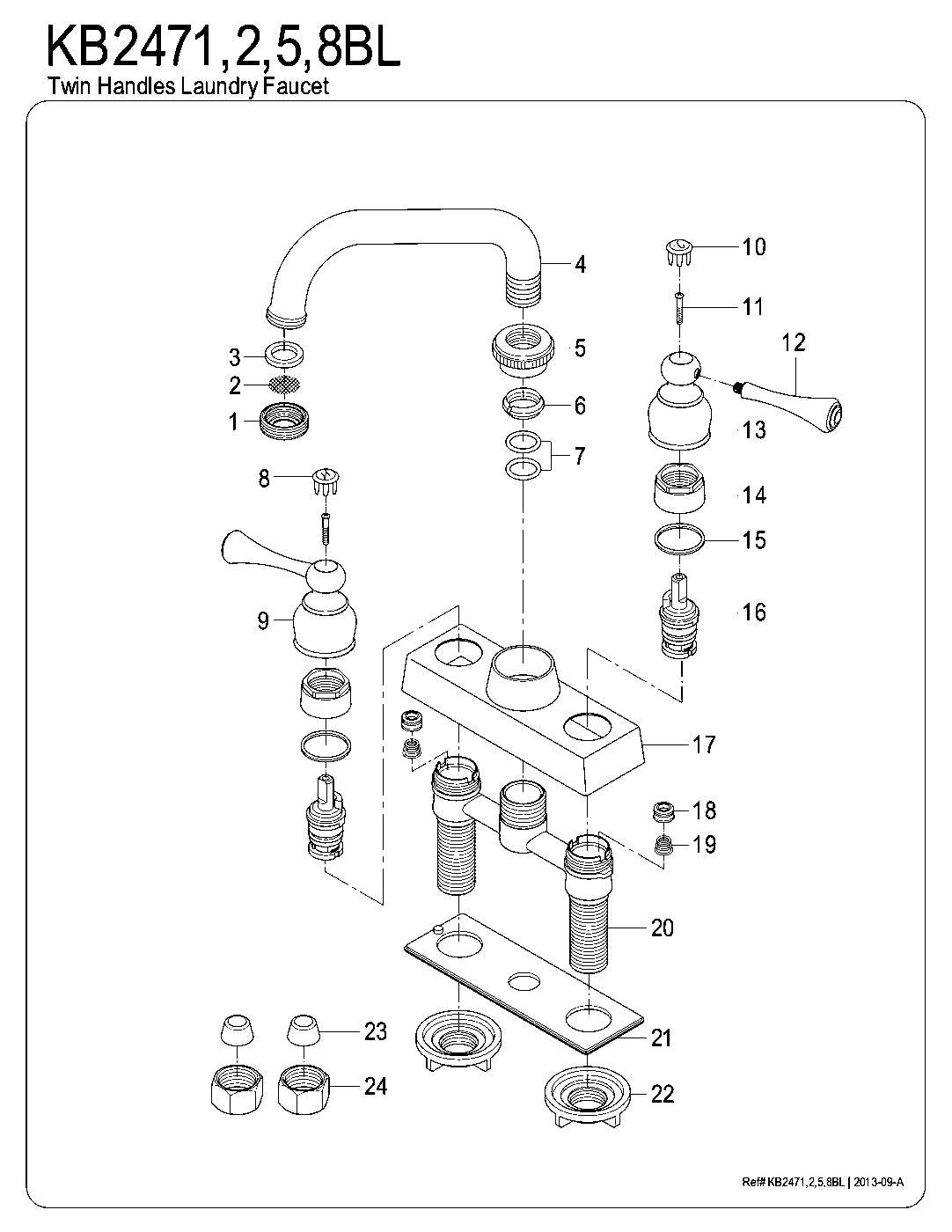 Kingston Brass KB2471BL exploded parts diagram