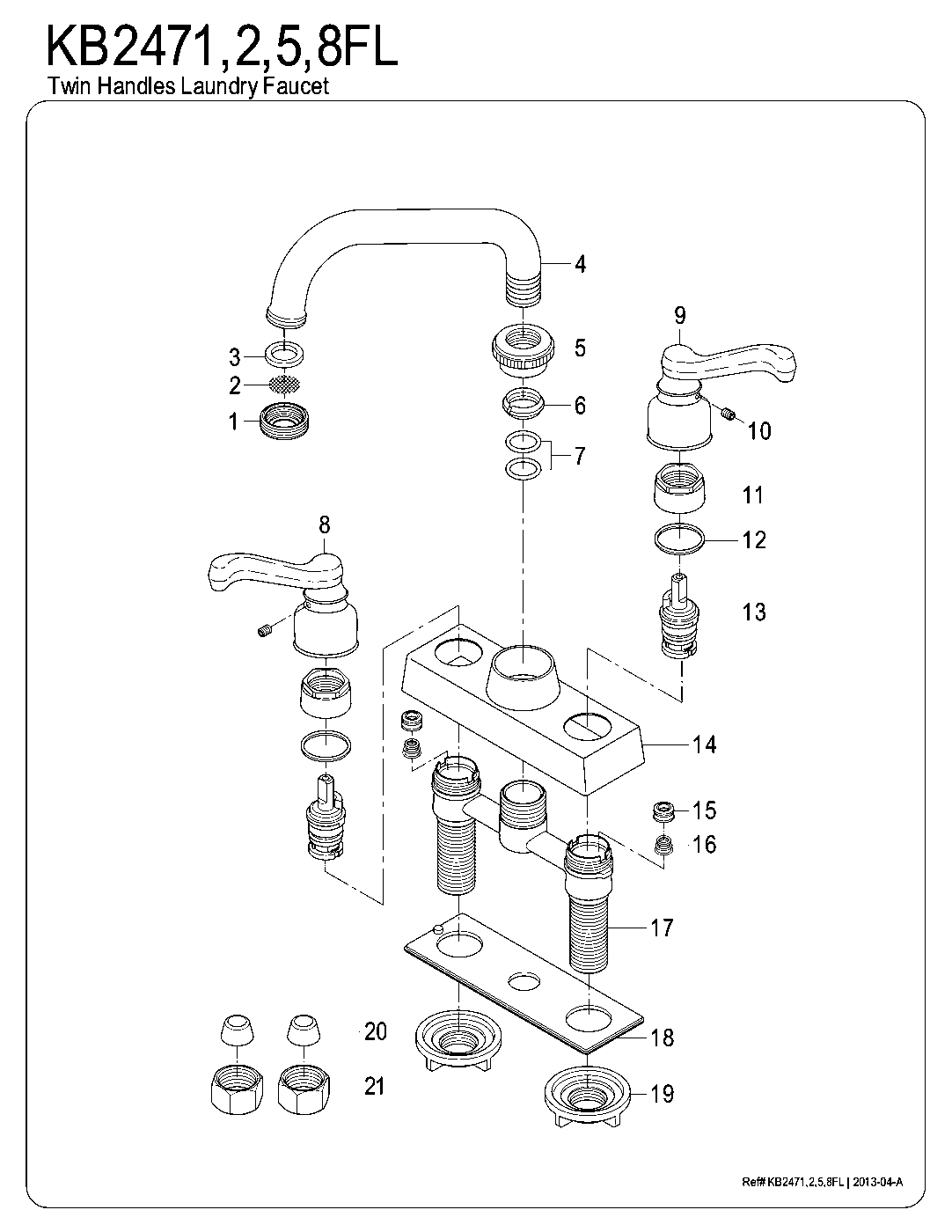 Kingston Brass KB2471FL exploded parts diagram