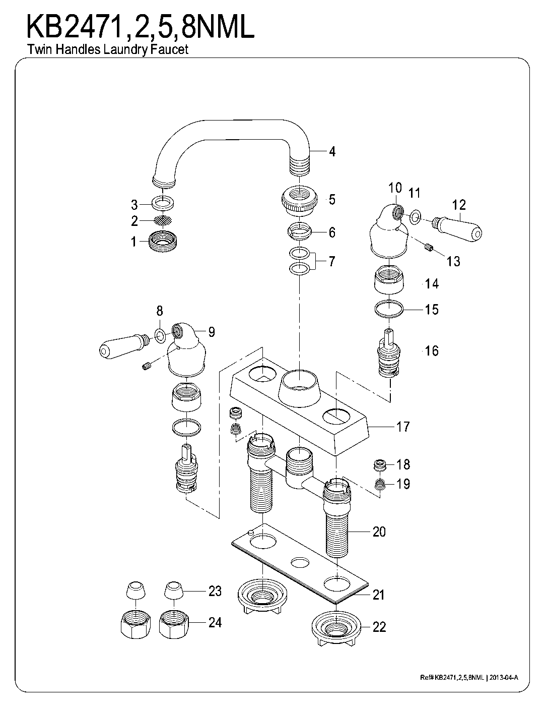 Kingston Brass KB2471NML exploded parts diagram
