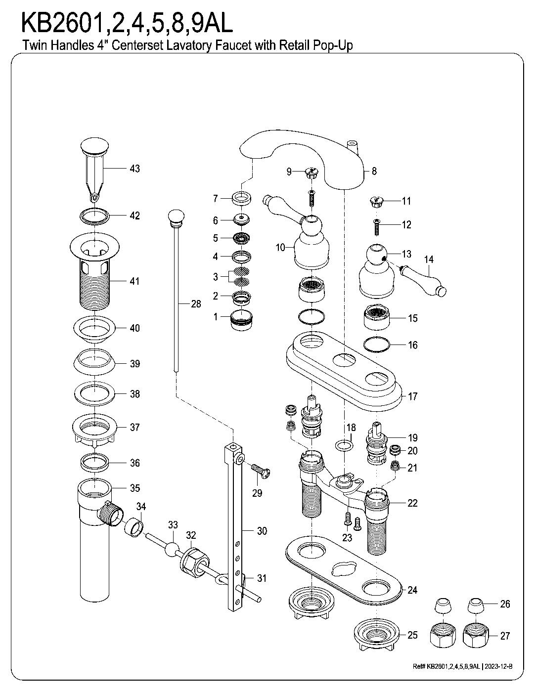Vintage KB2601AL exploded parts diagram