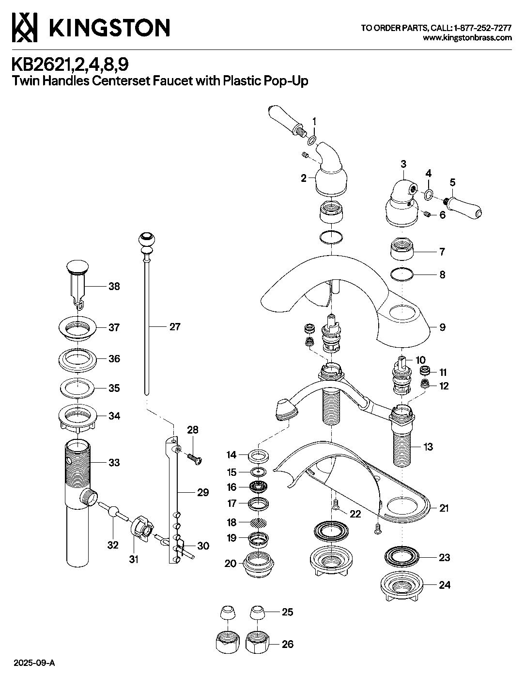 Kingston Brass KB2621 exploded parts diagram