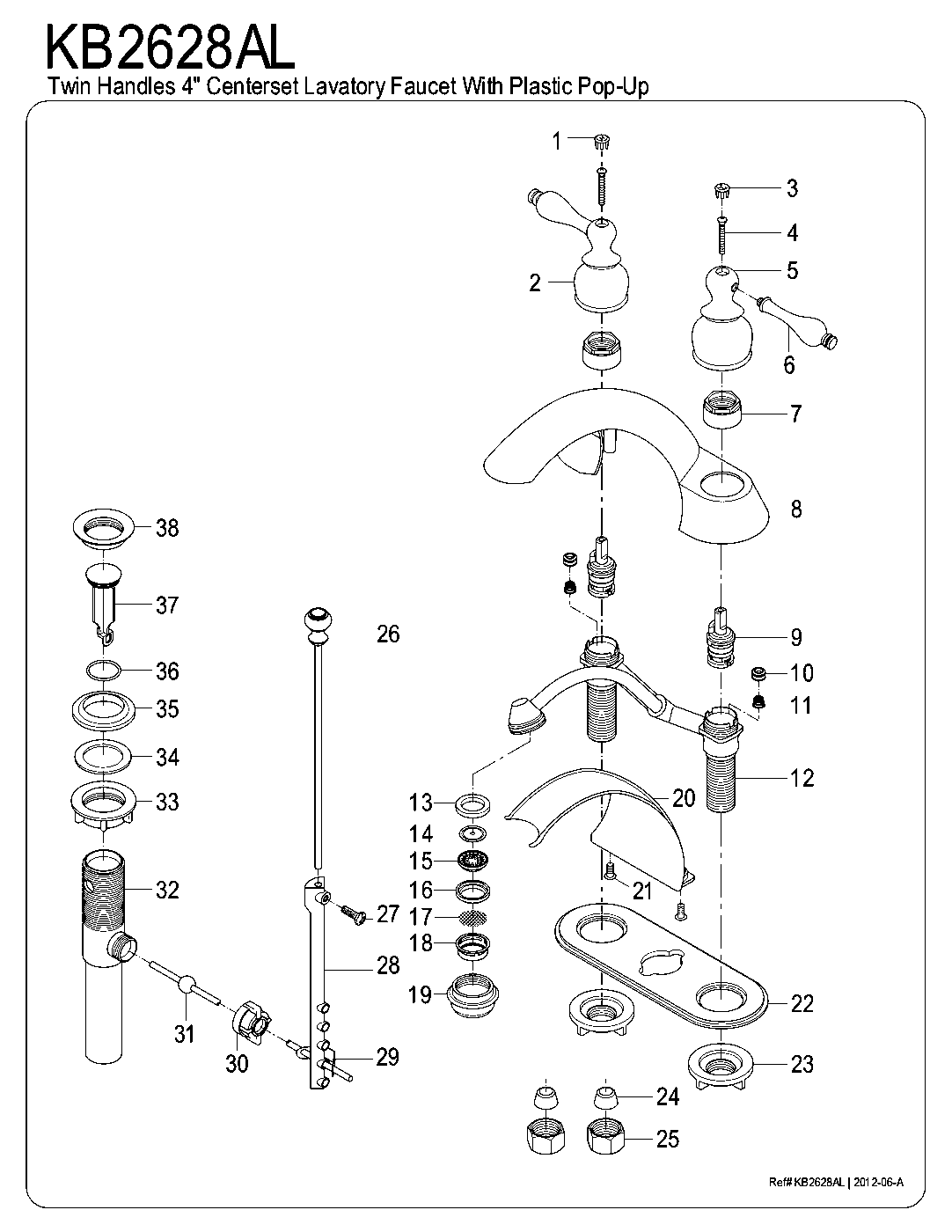 Kingston Brass KB2628AL exploded parts diagram