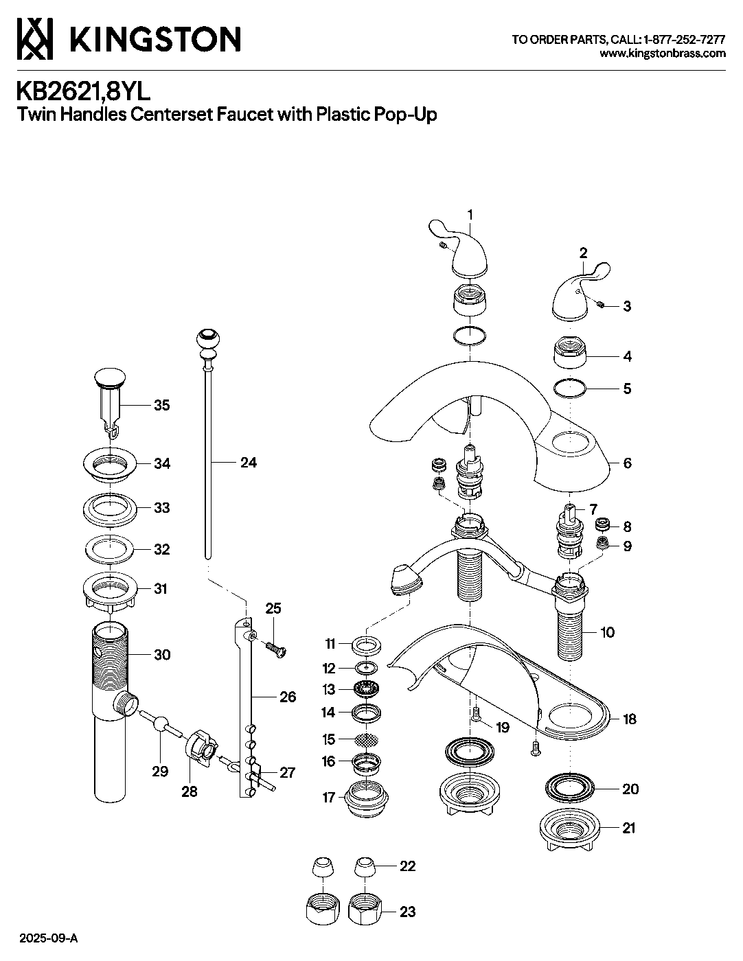 Yosemite KB2621YL exploded parts diagram