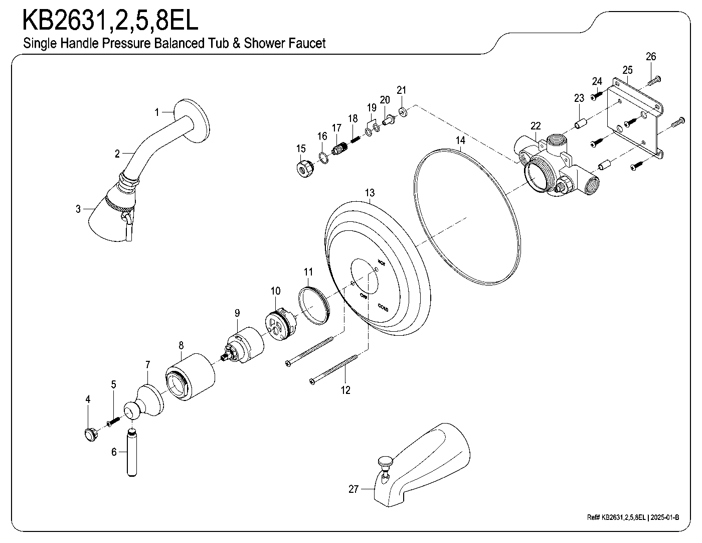 Elinvar KB2631EL exploded parts diagram