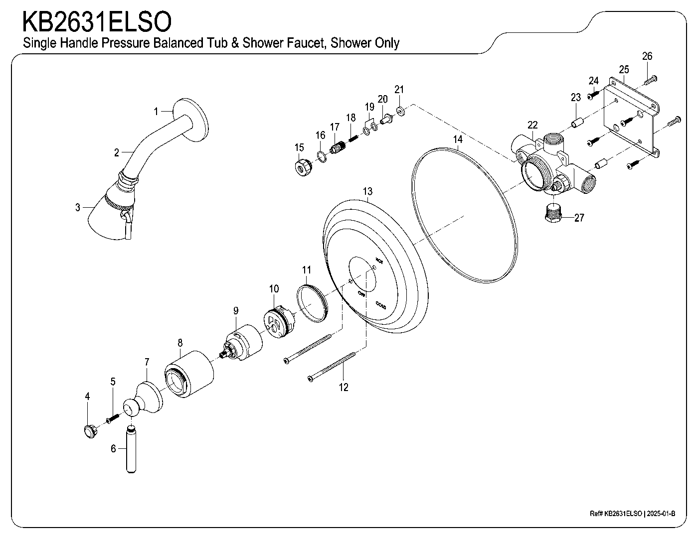 Elinvar KB2631ELSO exploded parts diagram