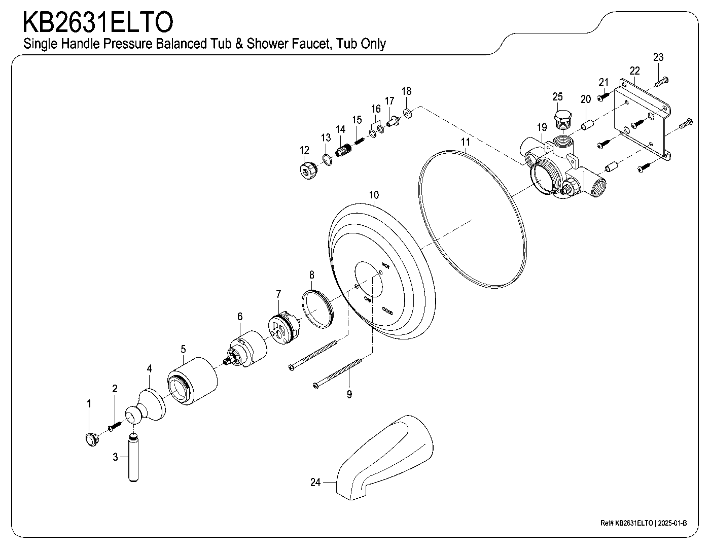 Elinvar KB2631ELTO exploded parts diagram