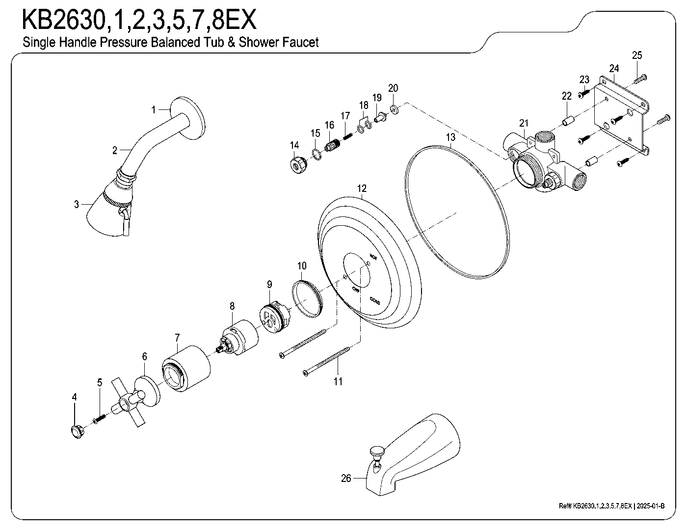 Elinvar KB2631EX exploded parts diagram