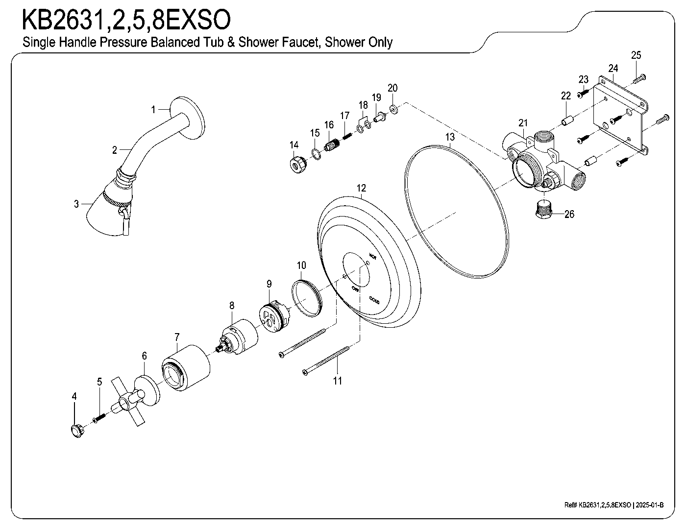 Kingston Brass KB2631EXSO exploded parts diagram