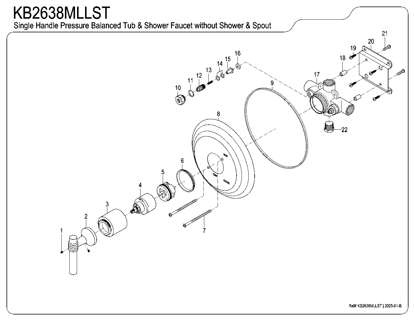 Kingston Brass KB2638MLLST exploded parts diagram