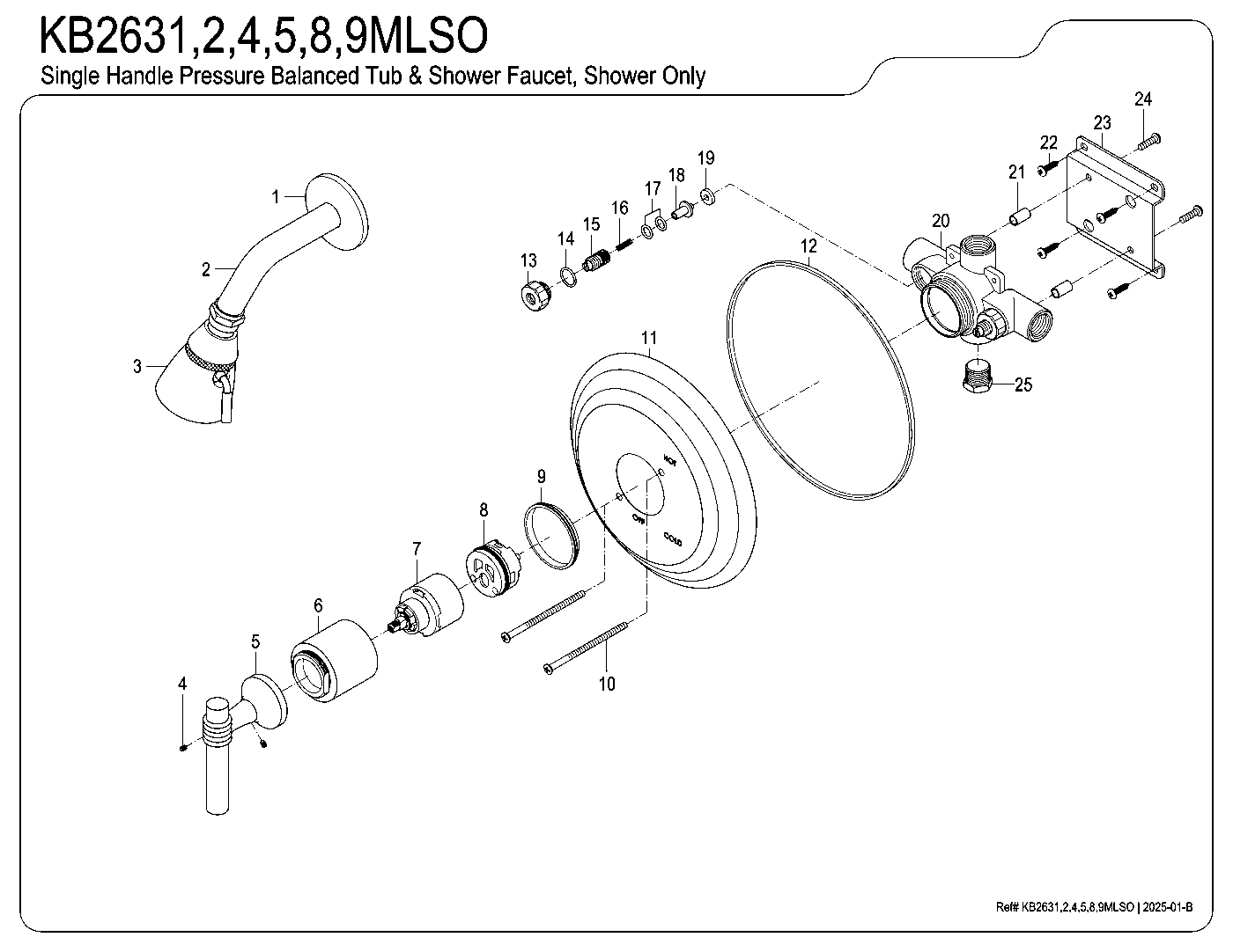 Milano KB2631MLSO exploded parts diagram