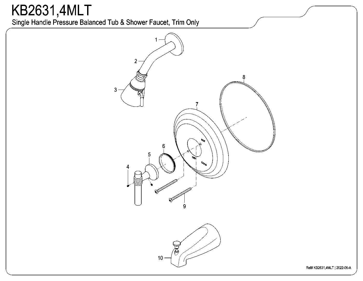 Milano KB2631MLT exploded parts diagram