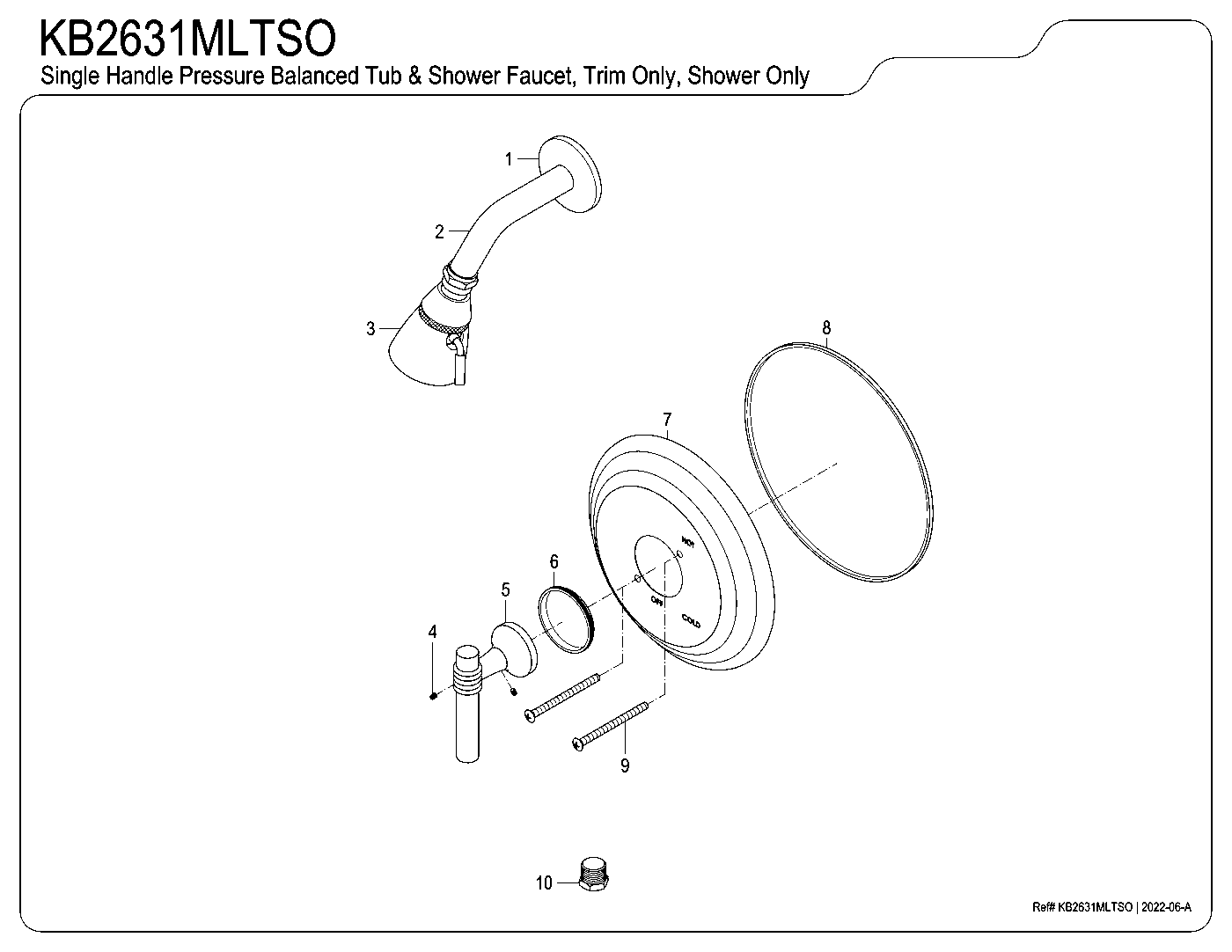 Kingston Brass KB2631MLTSO exploded parts diagram