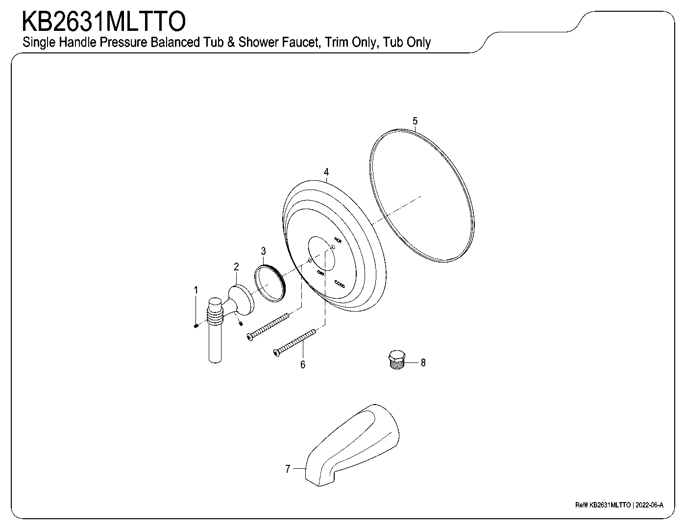 Kingston Brass KB2631MLTTO exploded parts diagram