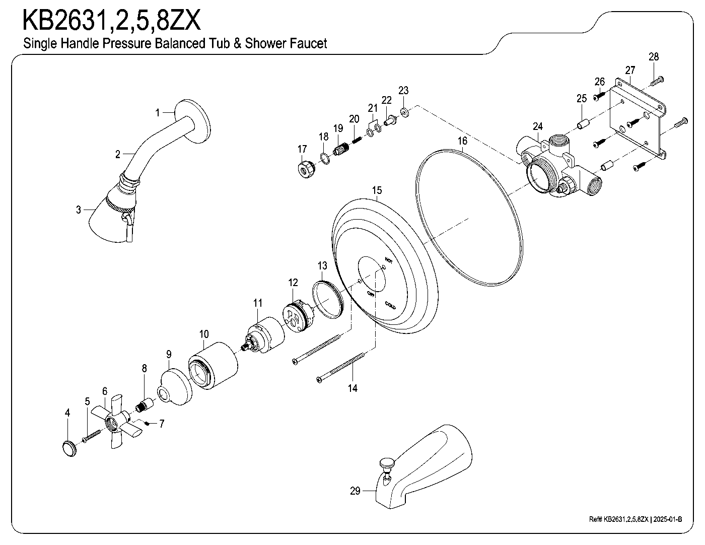 Millennium KB2631ZX exploded parts diagram