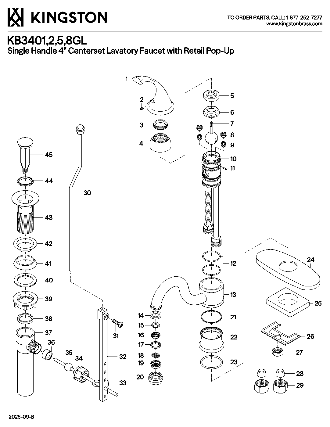 Georgian KB3401GL exploded parts diagram