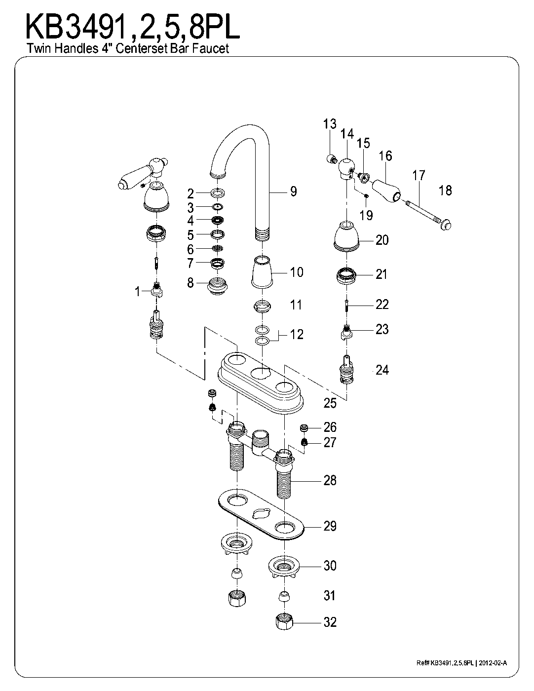 Restoration KB3498PL exploded parts diagram